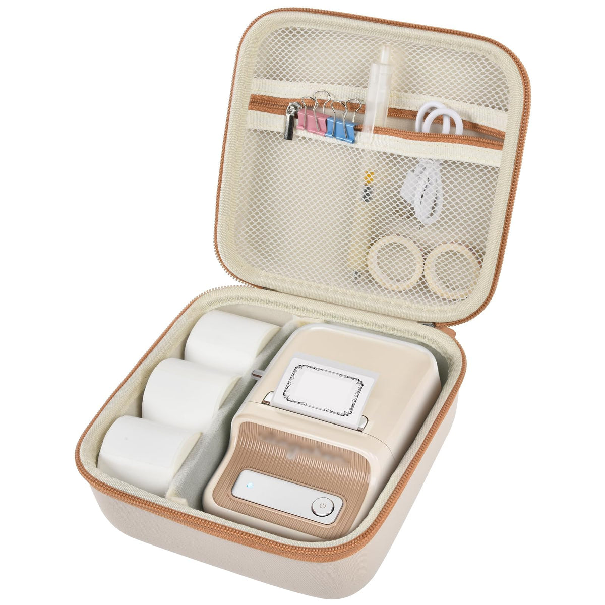 for NIIMBOT B21 Label Maker Travel Case | ALKOO – Beige – protective case product view
