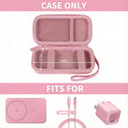 Open pink for MagSafe power bank case with mesh pocket and elastic retaining straps; case only