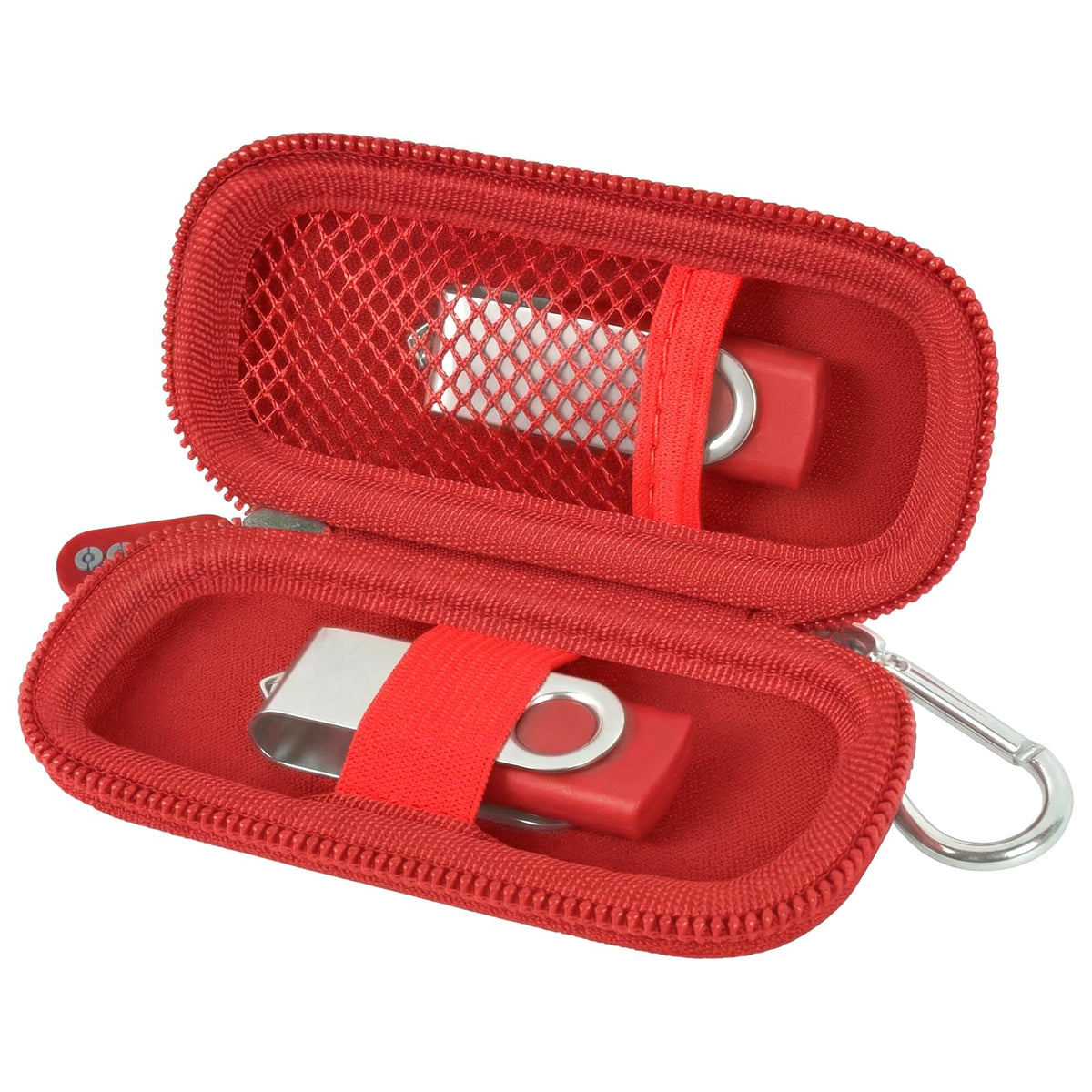 USB Flash Drive & SD Card Organizer | ALKOO – All Red – protective case product view
