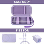 Open purple for MagSafe power bank case with mesh pocket and elastic retaining straps; case only
