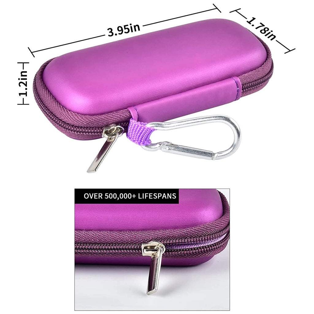 Purple for KardiaMobile travel case dimensions with carabiner and durable zipper