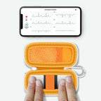 for KardiaMobile 6L device used inside the open orange travel case without removal