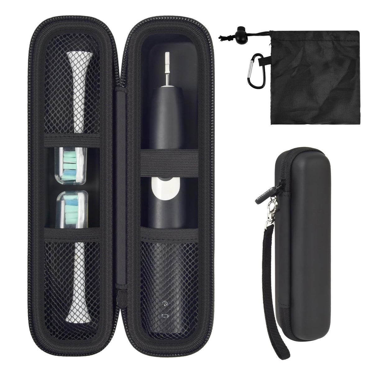 for Oral-B & Sonicare Toothbrush Travel Case – Compact Size / Black – protective case product view