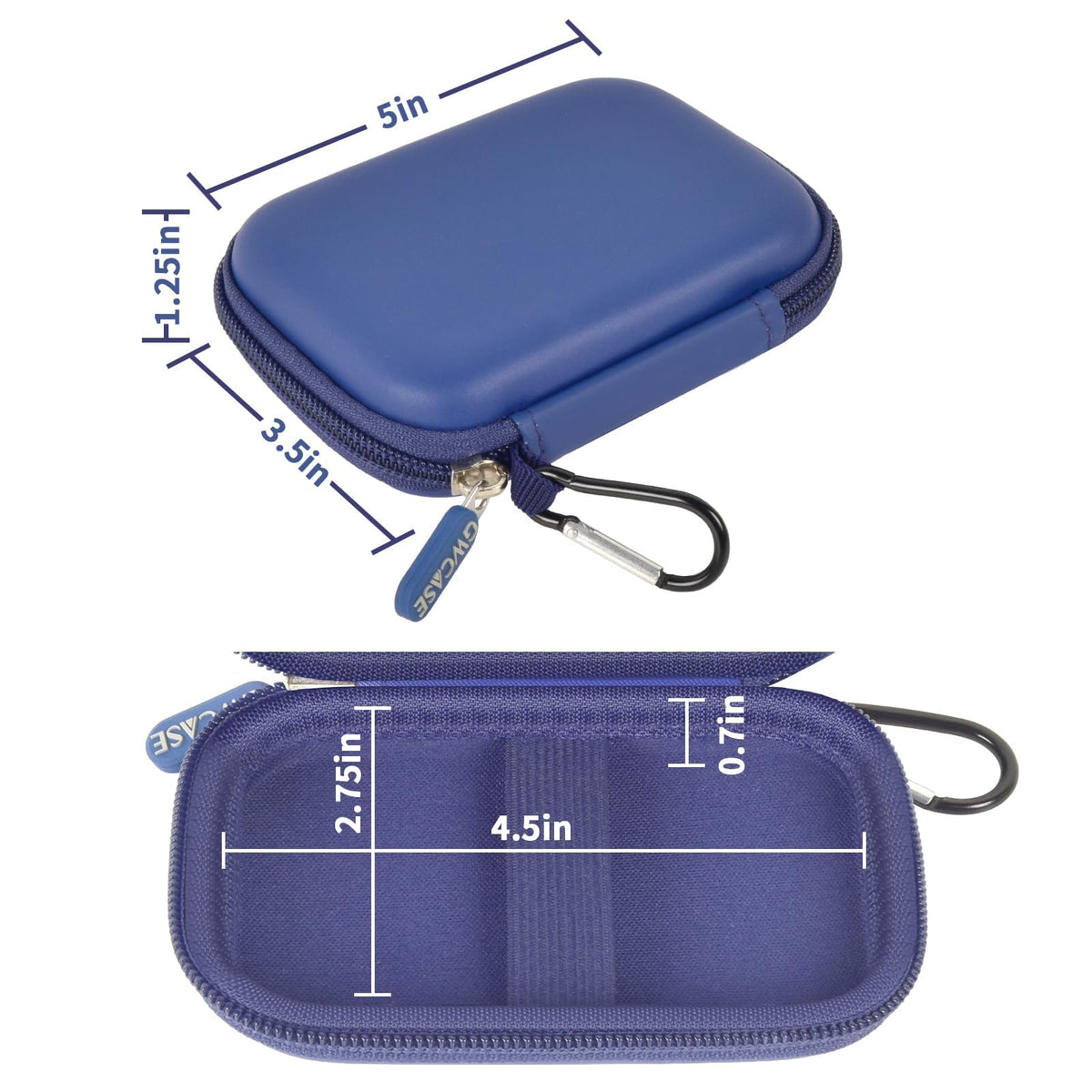 Blue for Samsung portable SSD case dimensions with divided interior and elastic retaining straps
