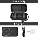Open black for MagSafe power bank case with mesh pocket and elastic retaining straps; case only