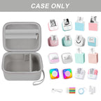 Open gray mini label printer case shown with compatible for Memoking and for Phomemo printers; case only