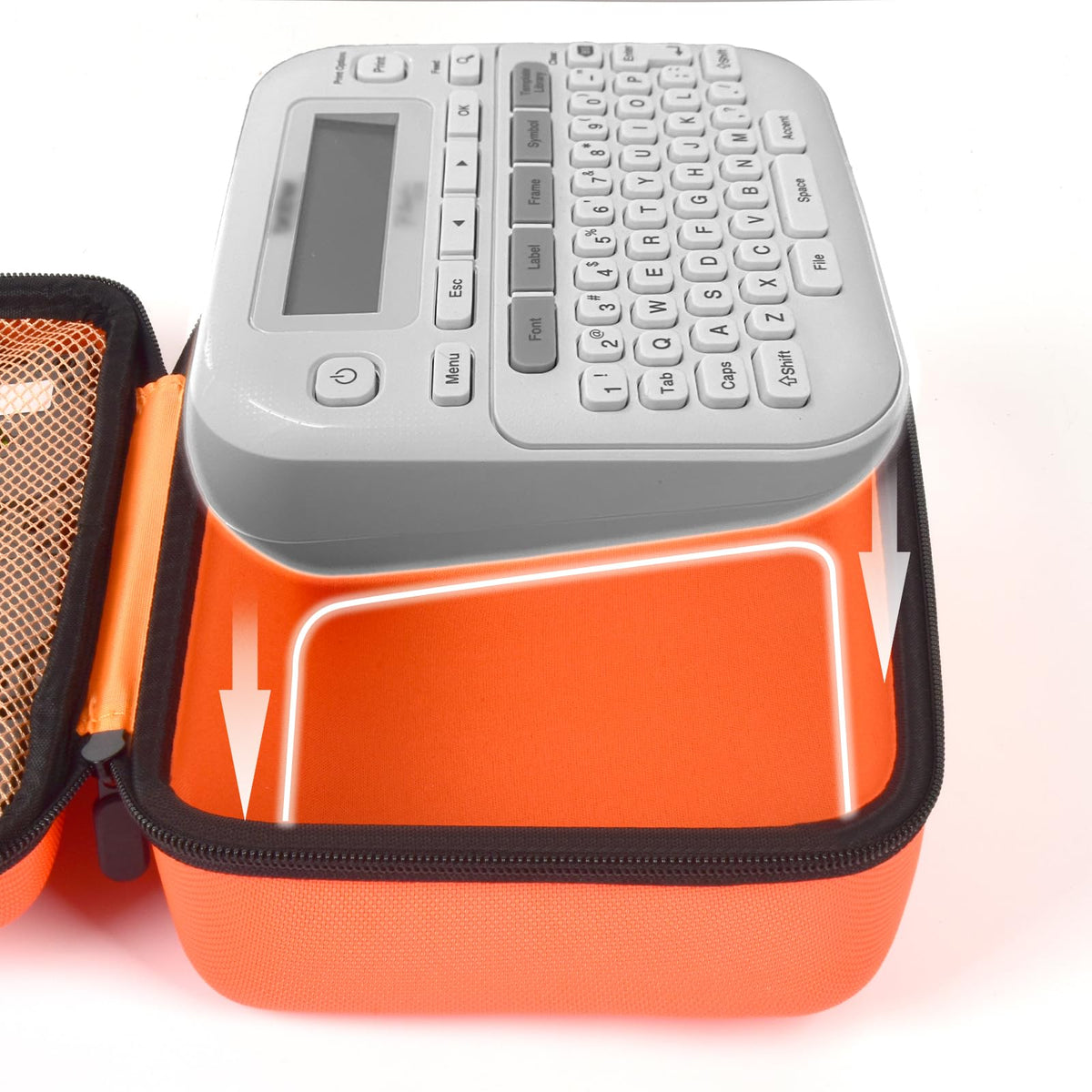 for P-touch label maker fitted inside the orange carrying case