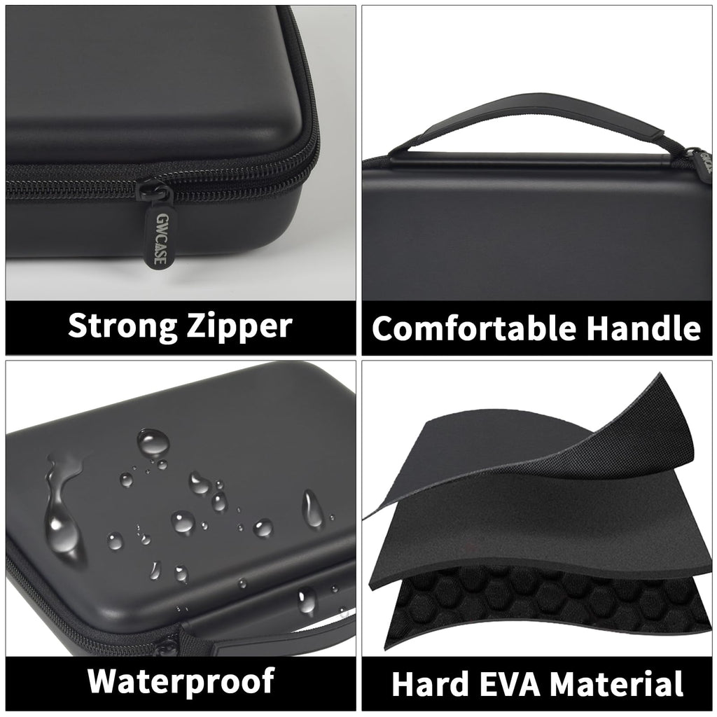 Gray jewelry case with strong zipper, handle, water-resistant shell, and hard EVA construction