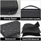 Gray jewelry case with strong zipper, handle, water-resistant shell, and hard EVA construction