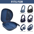Open navy blue headphone case shown with compatible for Sony and for JBL over-ear headphones
