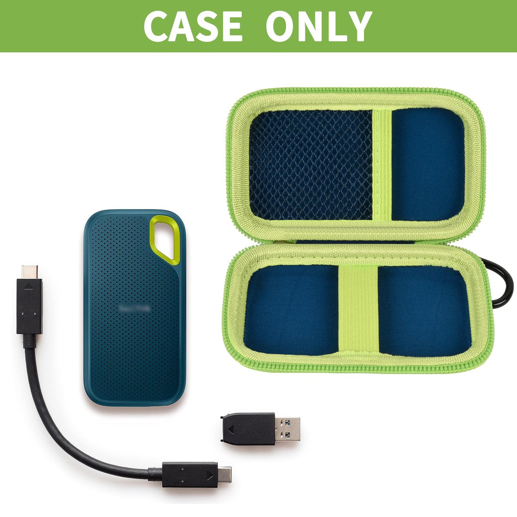 Open navy and green for SanDisk SSD case with drive and cable; case only