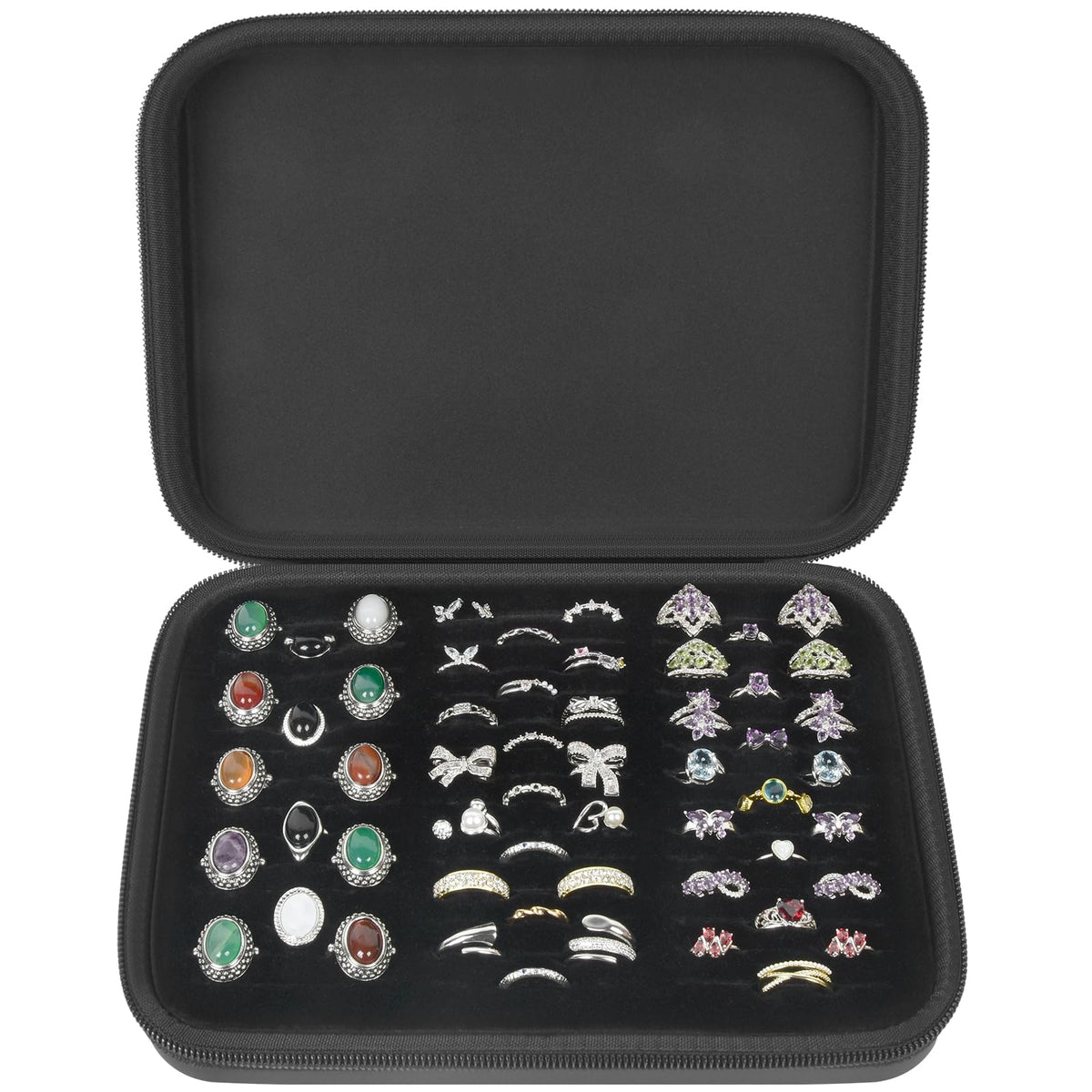 42-Slot Ring & Jewelry Organizer Case | ALKOO – dark – protective case product view