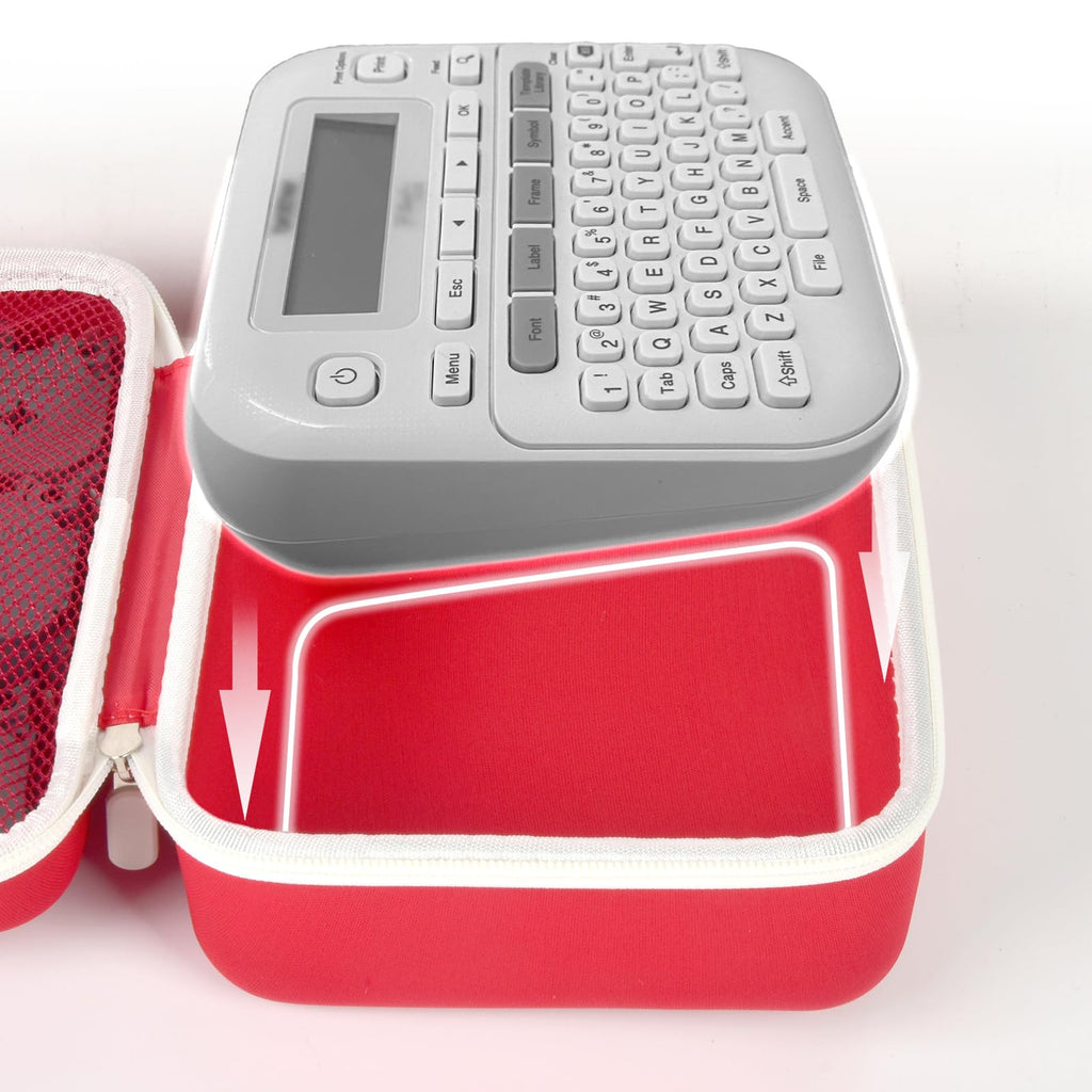 for P-touch label maker fitted inside the red and white carrying case