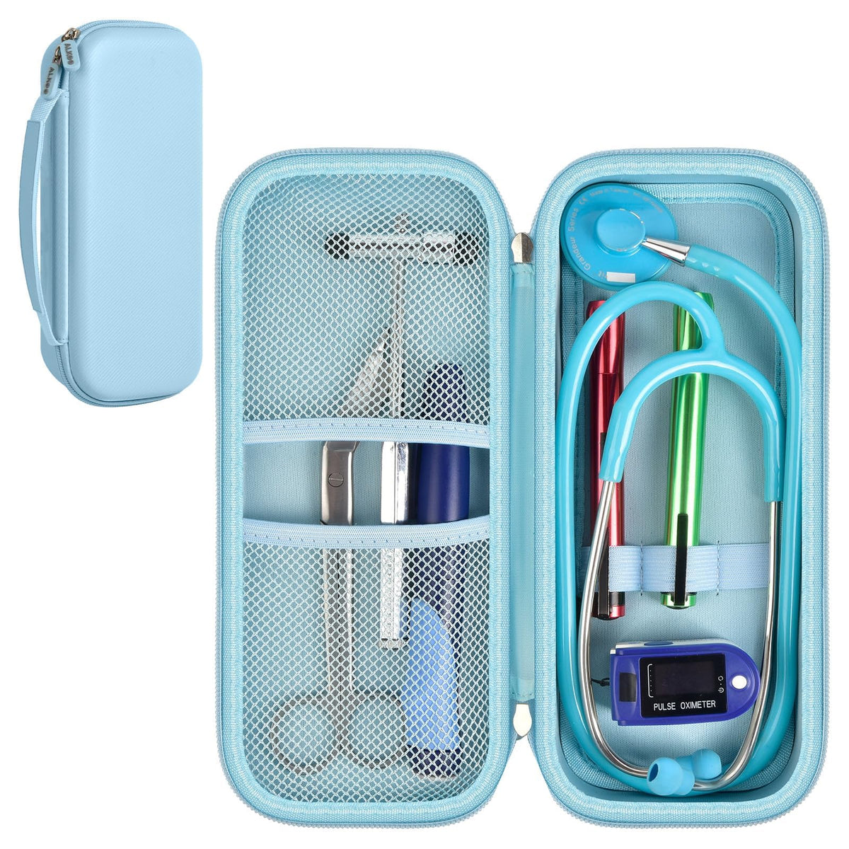 Stethoscope Case for Littmann, for MDF & for Omron | ALKOO – Light Blue – protective case product view