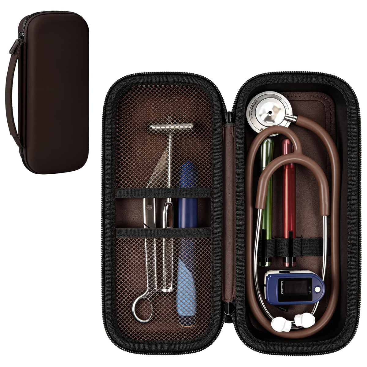 Stethoscope Case for Littmann, for MDF & for Omron | ALKOO – Brown + Black – protective case product view