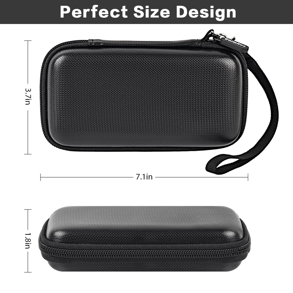 Black slim power bank case dimensions with detachable wrist strap