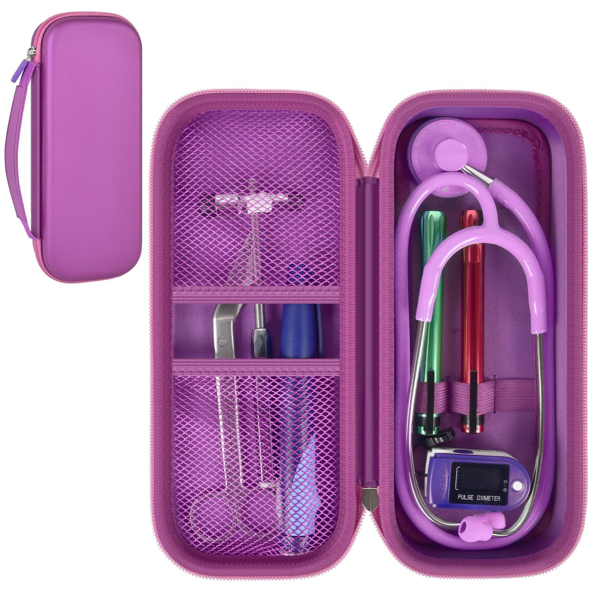 Stethoscope Case for Littmann, for MDF & for Omron | ALKOO – Dark Purple – protective case product view