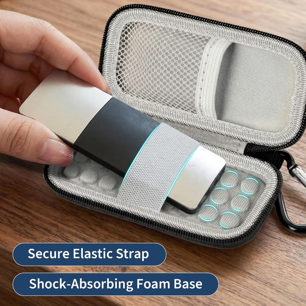 Black for KardiaMobile case with secure elastic strap and shock-absorbing foam base
