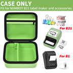 Open bright green for NIIMBOT B21 and B1 label maker case with mesh pocket and divided interior; case only