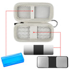 Open white for KardiaMobile case with mesh pocket, sensor area, and accessory compartments