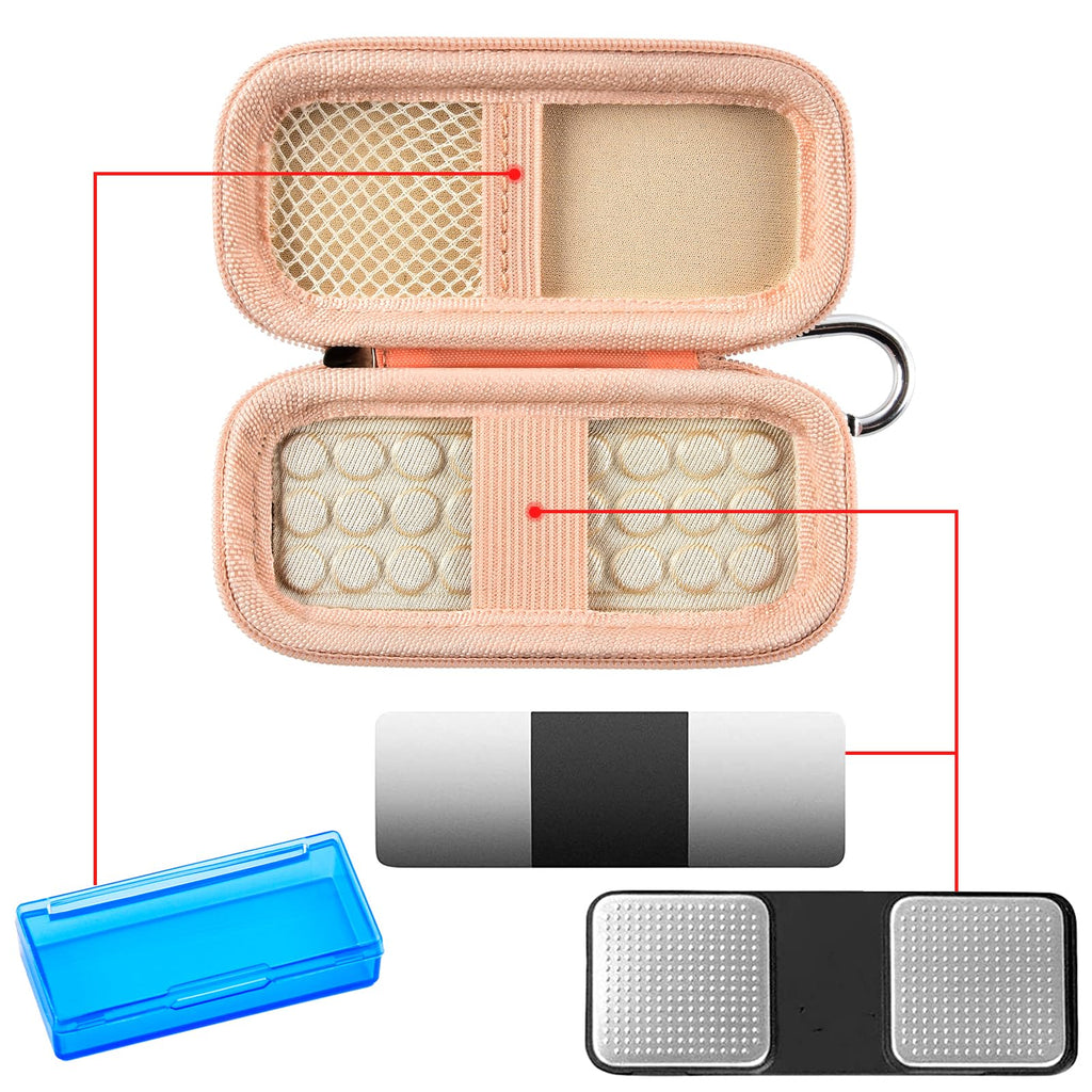 Open peach for KardiaMobile case with mesh pocket, sensor area, and accessory compartments