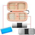 Open peach for KardiaMobile case with mesh pocket, sensor area, and accessory compartments