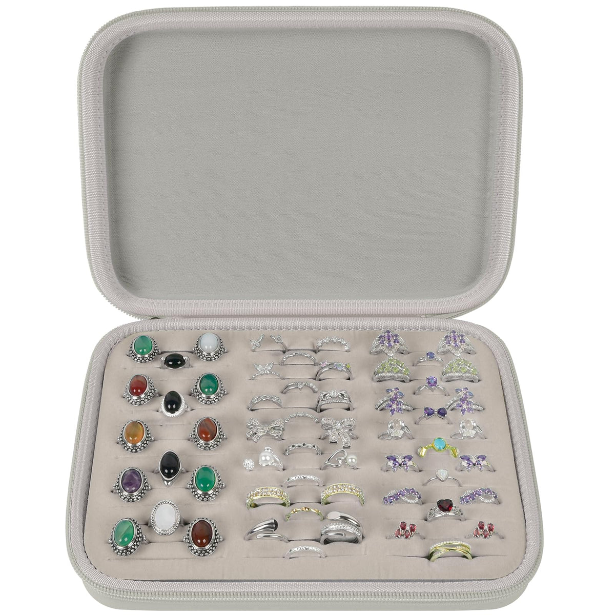 42-Slot Ring & Jewelry Organizer Case | ALKOO – grey – protective case product view