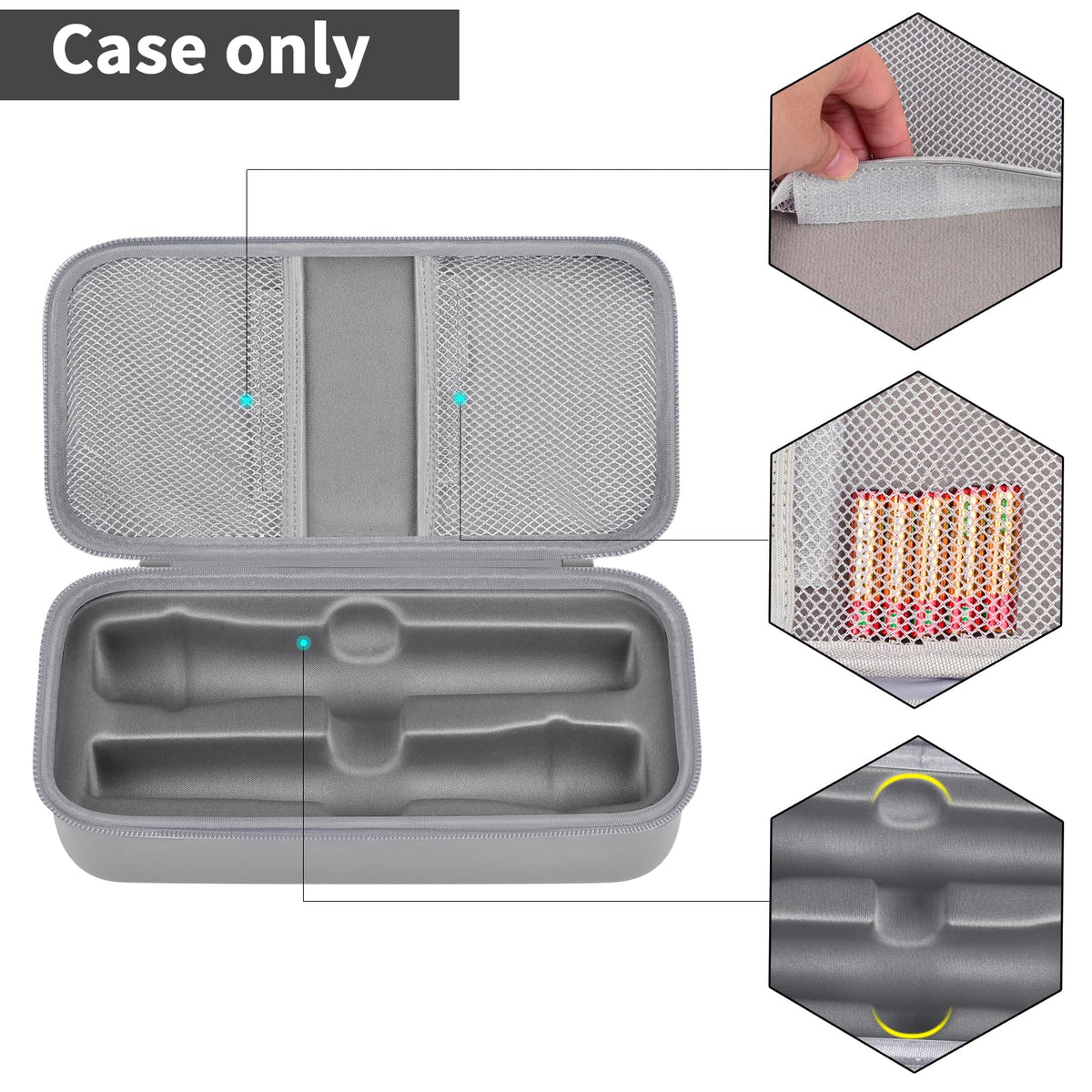 Light gray for JBL wireless microphone case dimensions with dual storage layout