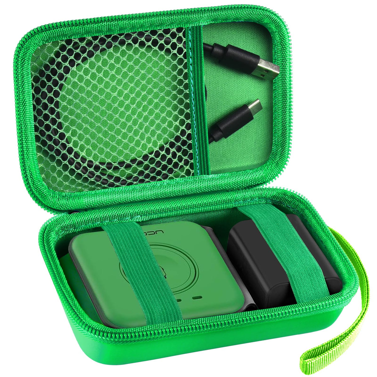 3-in-1 Wireless Charger Travel Case | ALKOO – Green – protective case product view