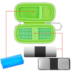 Open green for KardiaMobile case with mesh pocket, sensor area, and accessory compartments