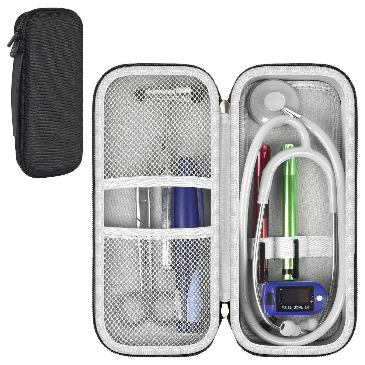 Stethoscope Case for Littmann, for MDF & for Omron | ALKOO – Black Grey – protective case product view