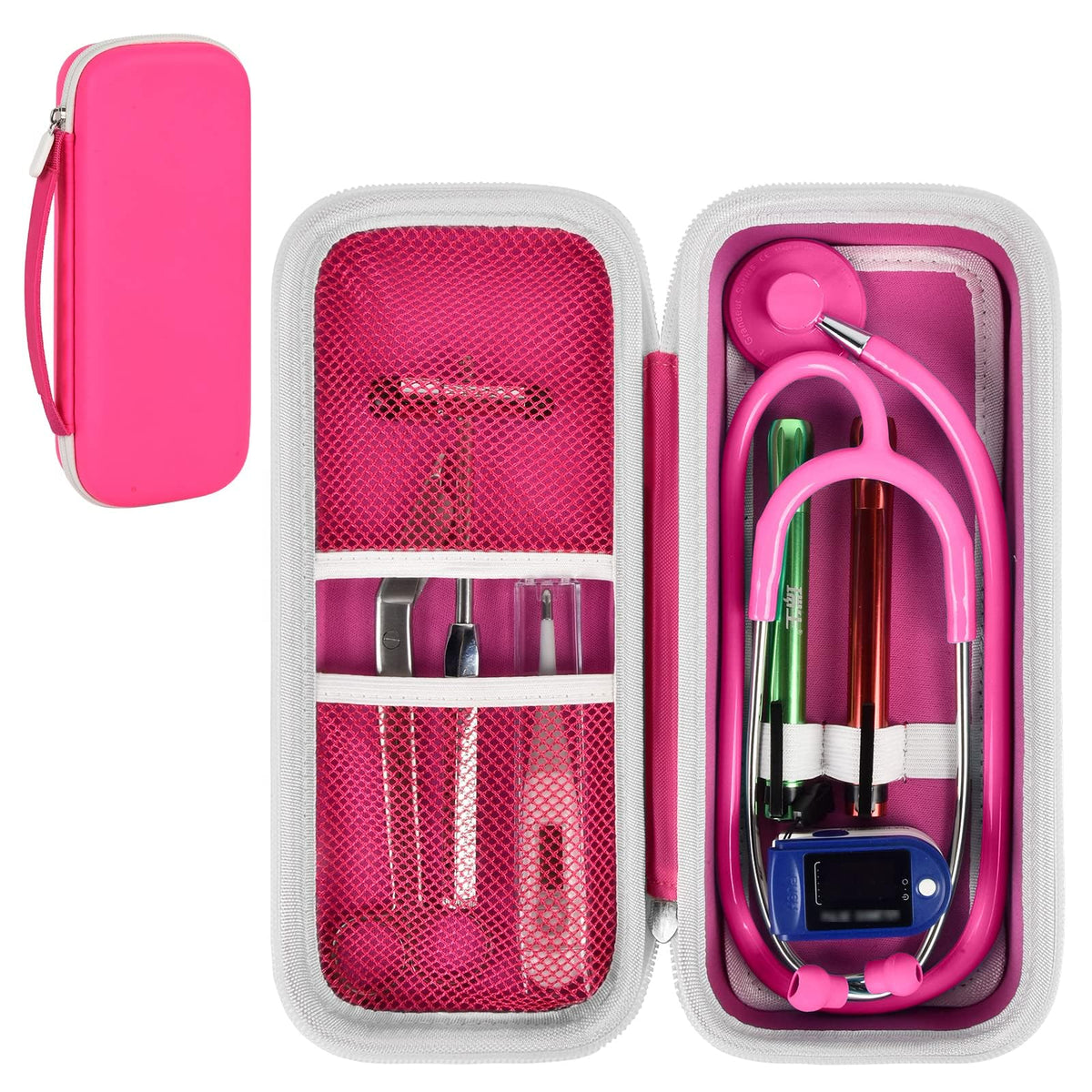 Stethoscope Case for Littmann, for MDF & for Omron | ALKOO – Rose red – protective case product view