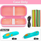 Open pink for 3Doodler Start+ pen case with mesh filament pocket and elastic pen straps; case only