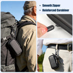 Black for KardiaMobile case attached to a backpack with reinforced carabiner