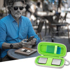 Man checking heart rhythm results beside the open green for KardiaMobile organizer