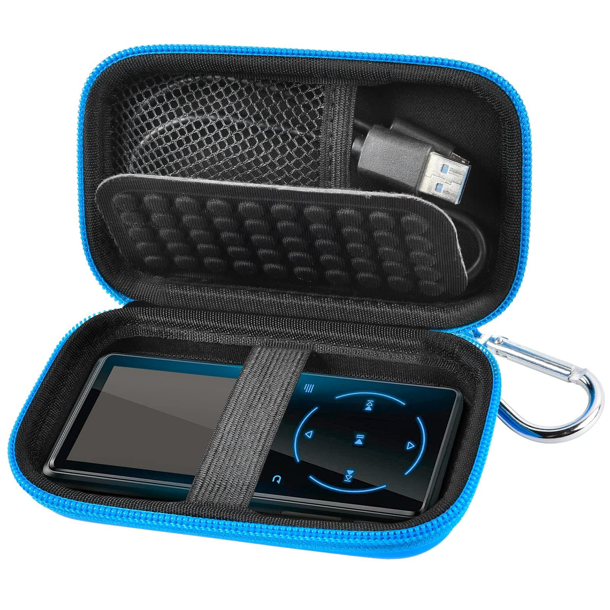 Portable MP3 & MP4 Player Travel Case | ALKOO – Blue+Inside Black – protective case product view