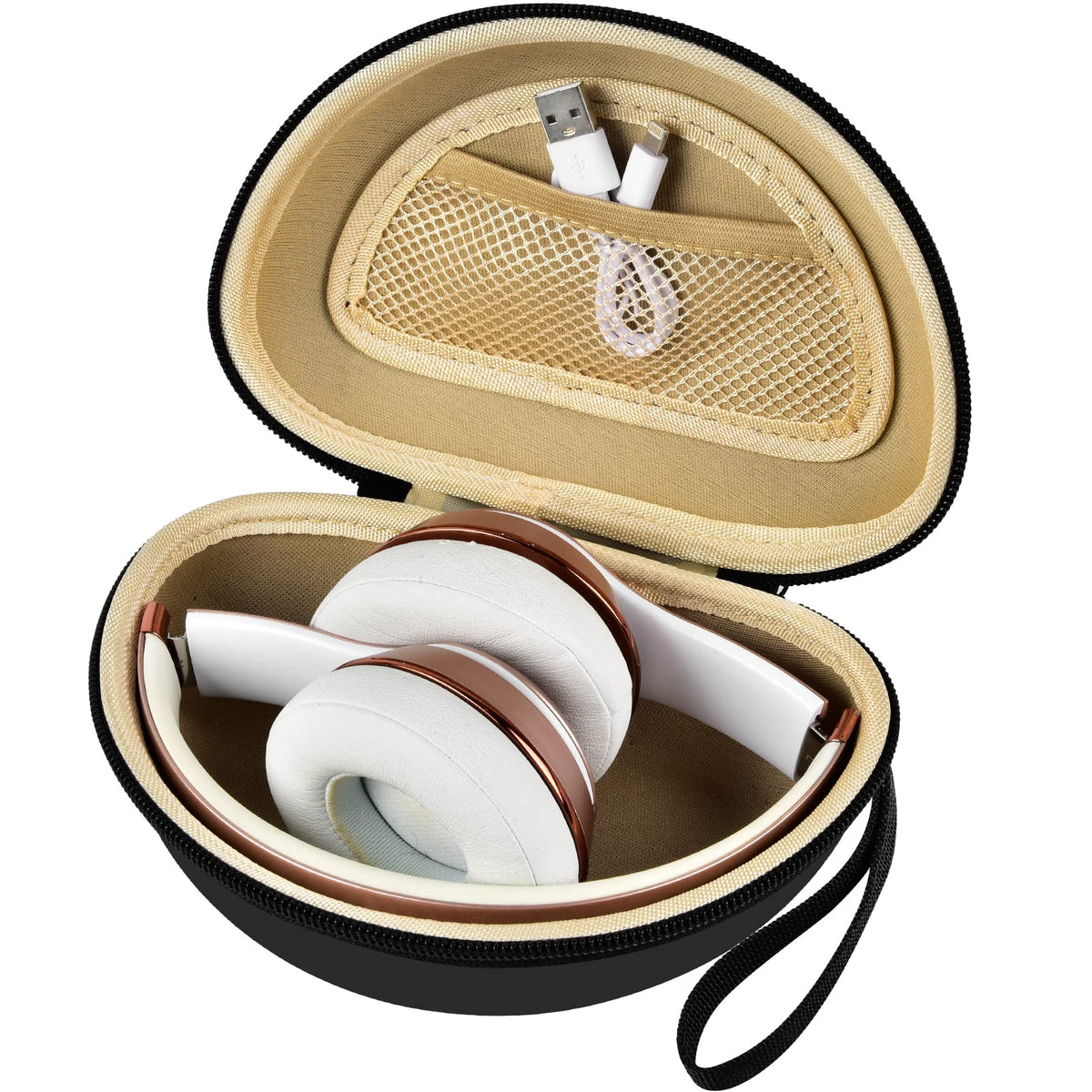 for Beats Solo & Studio Headphone Case | ALKOO – Black+Inside Khaki – protective case product view