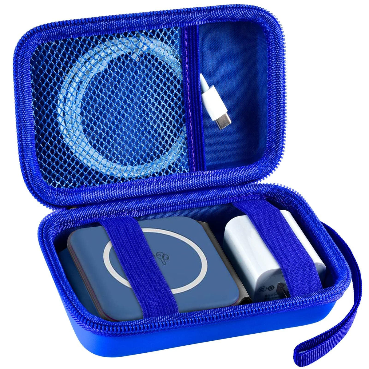 3-in-1 Wireless Charger Travel Case | ALKOO – Blue – protective case product view