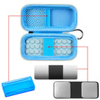 Open blue for KardiaMobile case with mesh pocket, sensor area, and accessory compartments