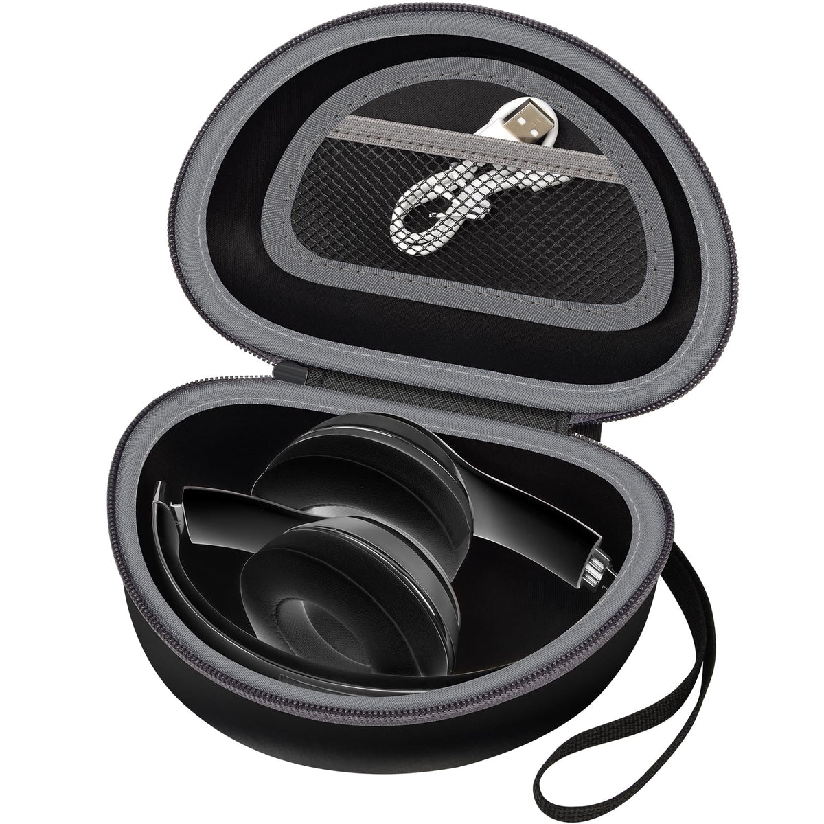 for Beats Solo & Studio Headphone Case | ALKOO – Black+Grey Zipper – protective case product view