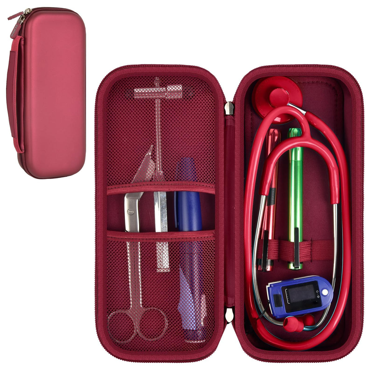 Stethoscope Case for Littmann, for MDF & for Omron | ALKOO – Wine Red – protective case product view