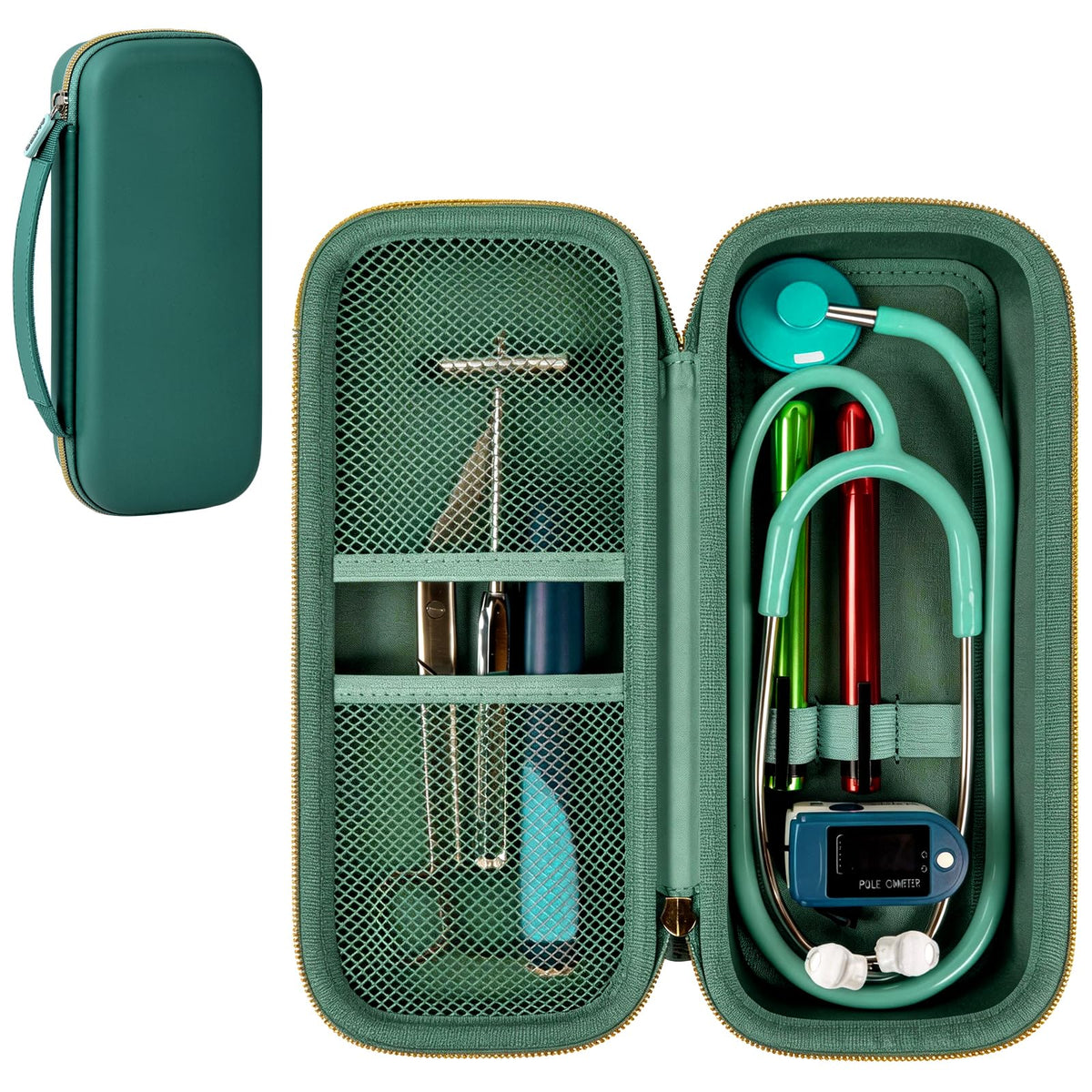 Stethoscope Case for Littmann, for MDF & for Omron | ALKOO – Midnight Green – protective case product view