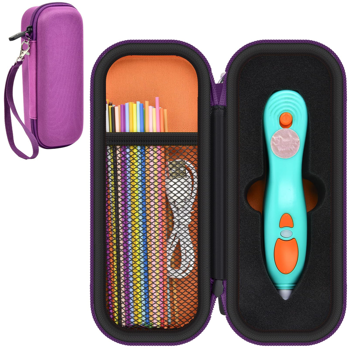 for 3Doodler Start+ 3D Pen Travel Case | ALKOO – Purple With Orange Inner – protective case product view