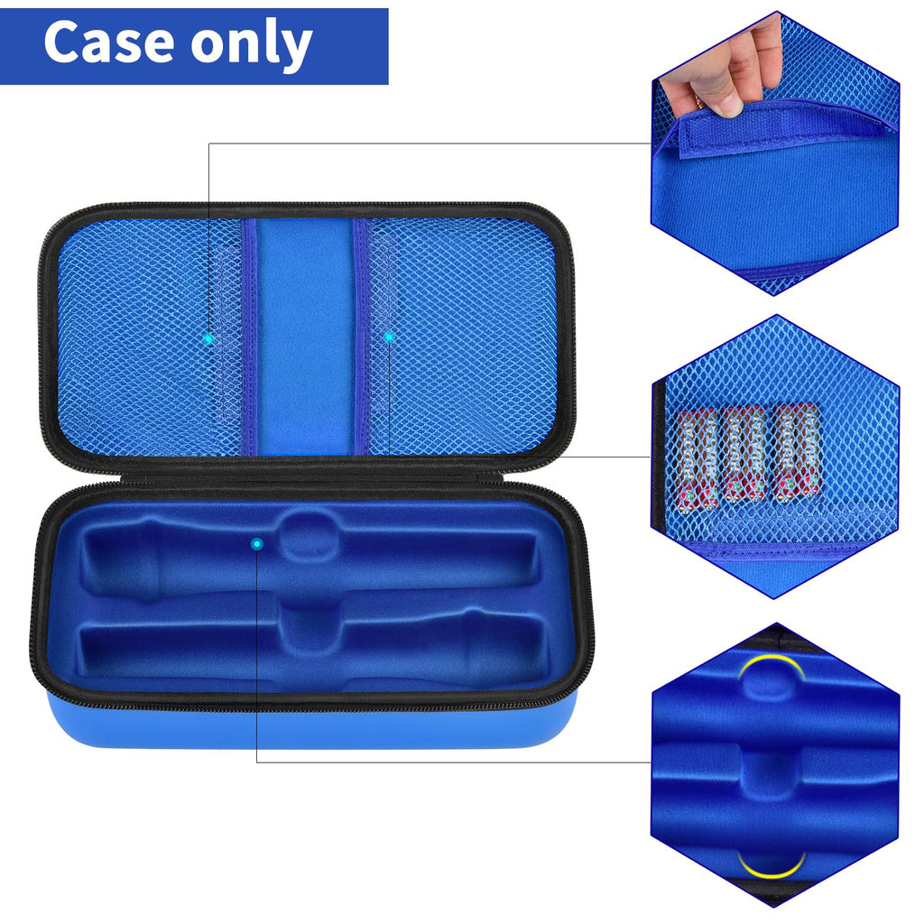 Blue for JBL wireless microphone case dimensions with dual storage layout