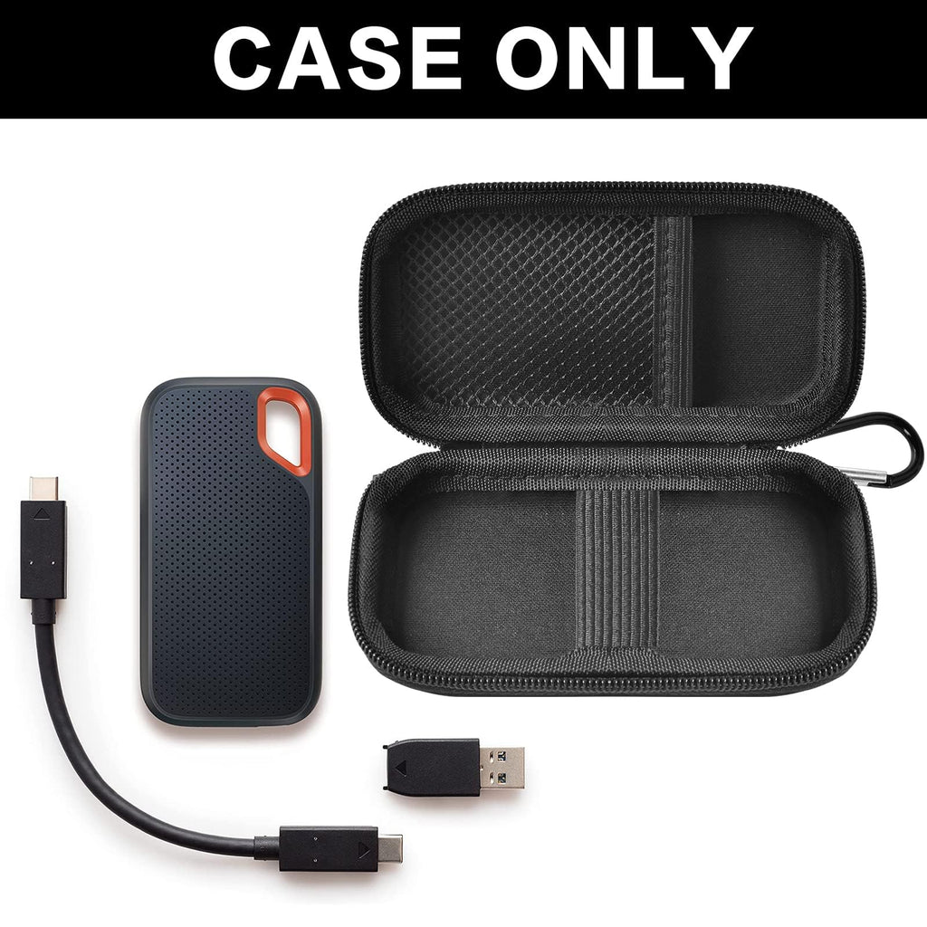 Open black for SanDisk SSD case with portable drive and cable; case only