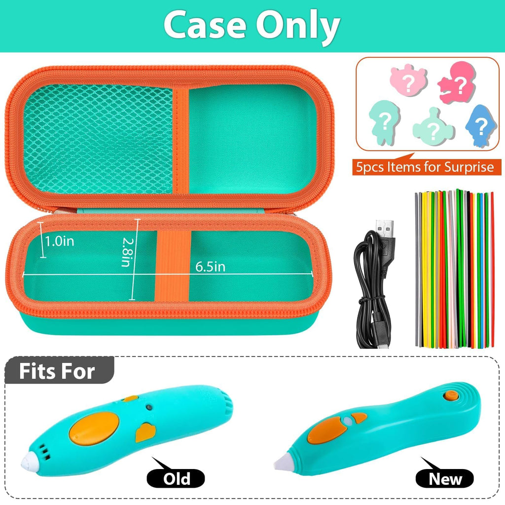 Open teal and orange for 3Doodler Start+ pen case with filament storage; case only