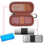 Open rose gold for KardiaMobile case with mesh pocket, sensor area, and accessory compartments