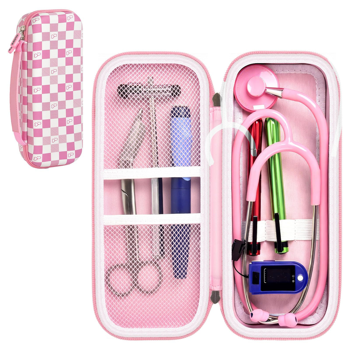 Stethoscope Case for Littmann, for MDF & for Omron | ALKOO – Pink White – protective case product view